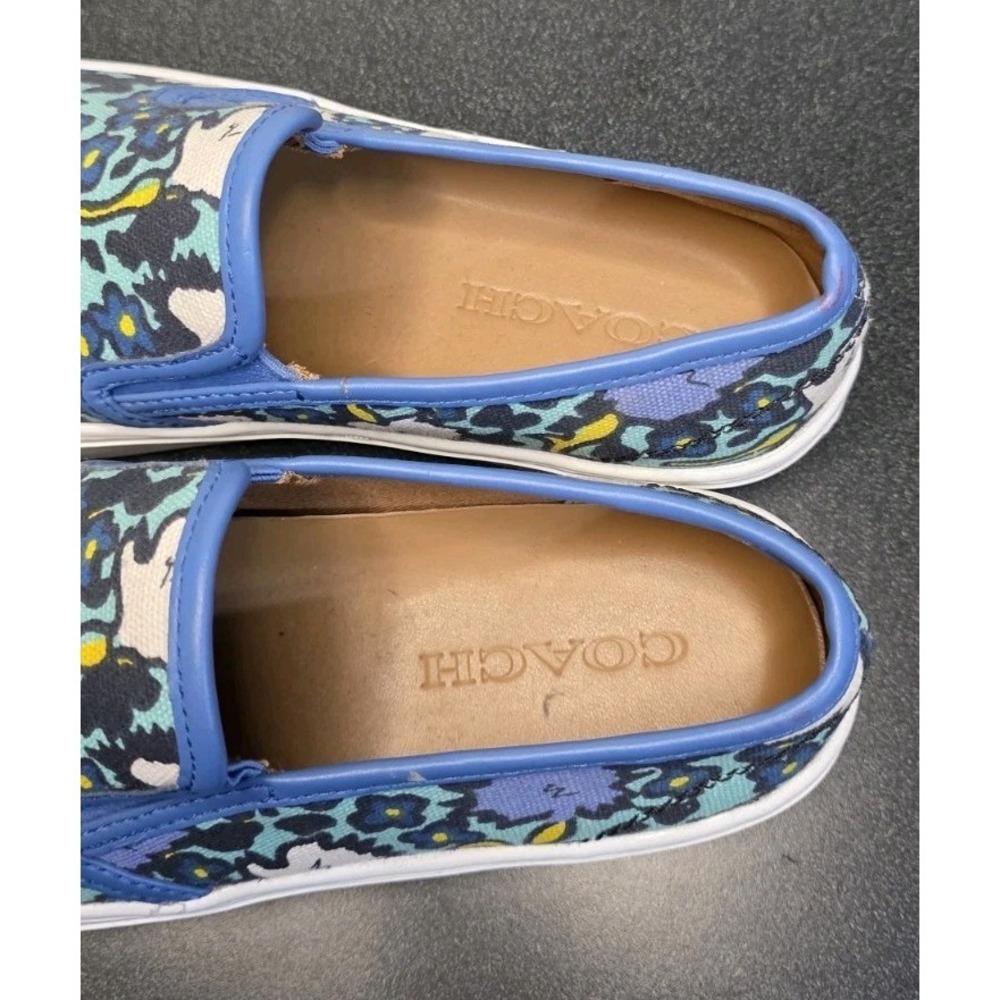 Coach Cameron Blue Floral Slip-on Sneakers Women 8B Shoe Platform Canvas Casual - Picture 5 of 7